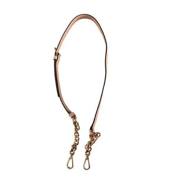 Michael Kors Pink Beige Leather Crossbody Strap Gold Hardware Adjustable - Picture 2 of 10